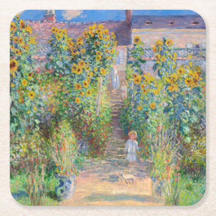Dessous-de-verre Carré En Papier Claude Monet - Le jardin de l'artiste à Vetheuil
