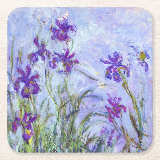 Dessous-de-verre Carré En Papier Claude Monet - Lilac Irises / Iris Mauves (Devant)