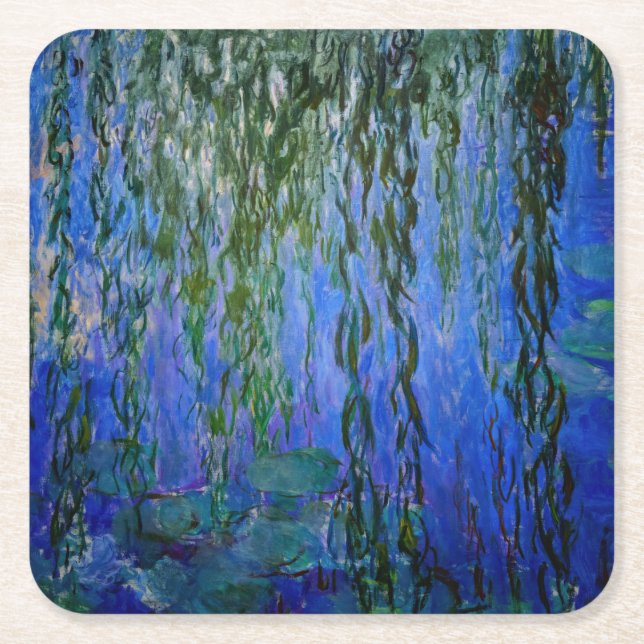 Dessous-de-verre Carré En Papier Claude Monet - Lys d'eau avec saule plumant (Devant)