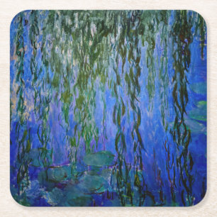 Dessous-de-verre Carré En Papier Claude Monet - Nymphéas avec saule pleureur