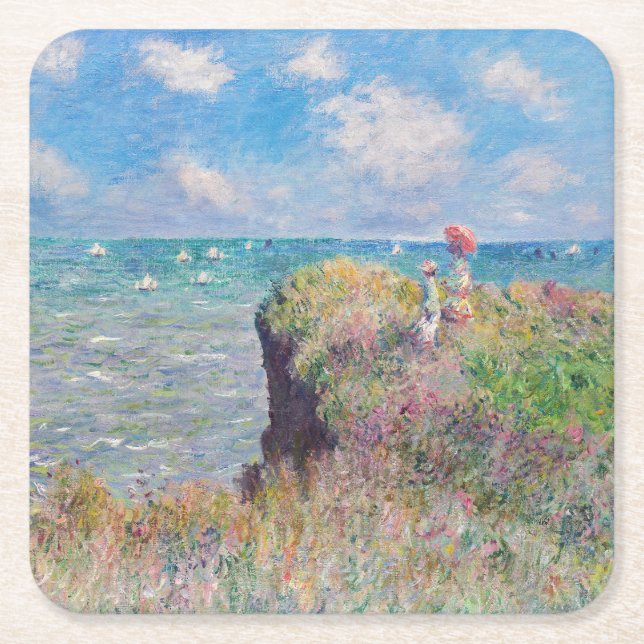 Dessous-de-verre Carré En Papier Claude Monet - Promenade Cliff à Pourville (Devant)