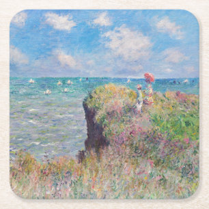 Dessous-de-verre Carré En Papier Claude Monet - Promenade sur la falaise à Pourvill