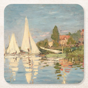 Dessous-de-verre Carré En Papier Claude Monet Regatta at Argenteuil, c.1872