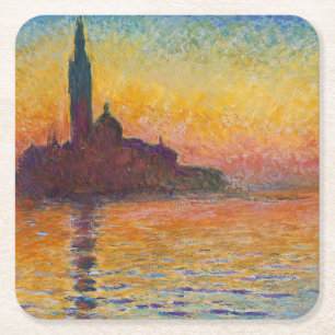 Dessous-de-verre Carré En Papier Claude Monet - San Giorgio Maggiore au crépuscule