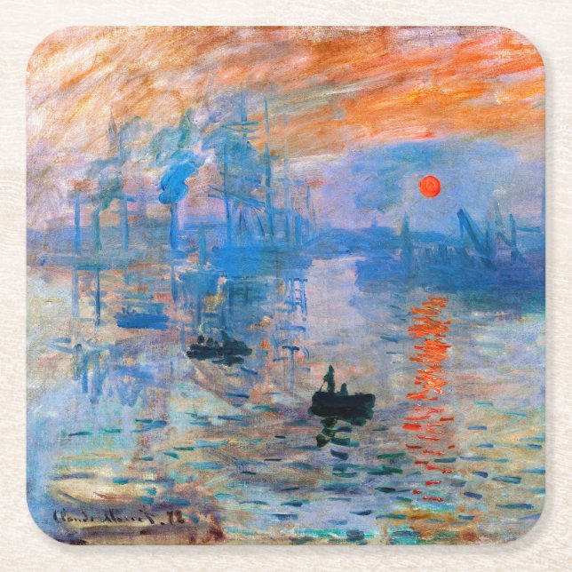 Dessous-de-verre Carré En Papier Claude Monet Sunrise (Devant)