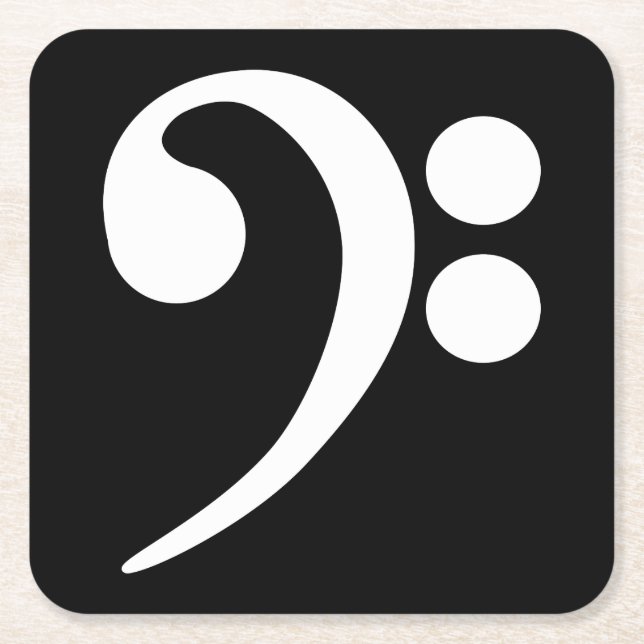 Dessous-de-verre Carré En Papier Clé de basse blanche (Devant)