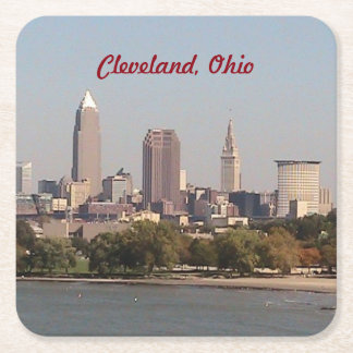 Dessous-de-verre Carré En Papier Cleveland, Ohio Lake Skyline Paper Dessous de verr
