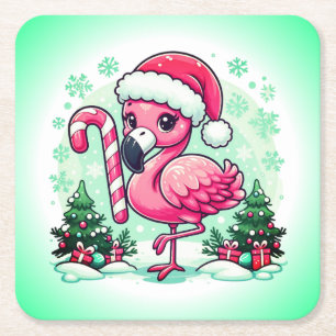 Dessous-de-verre Carré En Papier Clipart de sublimation de flamant de Noël-30424