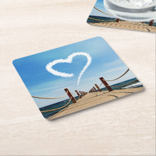 Dessous-de-verre Carré En Papier Cloud en forme de coeur sans fin