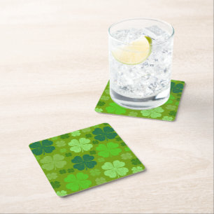 Dessous-de-verre Carré En Papier Clovers verts, Lucky Clovers, Saint Patrick's Day