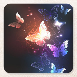 Dessous-de-verre Carré En Papier Clowing Night Butterflies