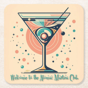 Dessous-de-verre Carré En Papier Club Atomic Martini Rétro Futuriste Espace Age