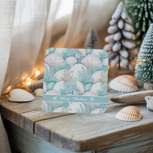 Dessous-de-verre Carré En Papier Coastal Seashell & Coral Motif#3 ID1009