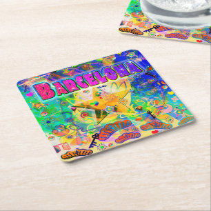 Dessous-de-verre Carré En Papier Coaster Époque de Barcelone