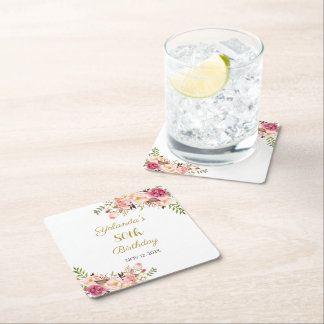 Dessous-de-verre Carré En Papier Coasters Adult 80th Birthday Floral Birthday Party