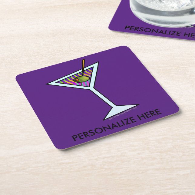 DESSOUS-DE-VERRE CARRÉ EN PAPIER COASTERS - DESIGN MARTINI (Incliné)