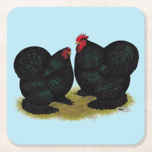Dessous-de-verre Carré En Papier Cochins Black Bantam paire