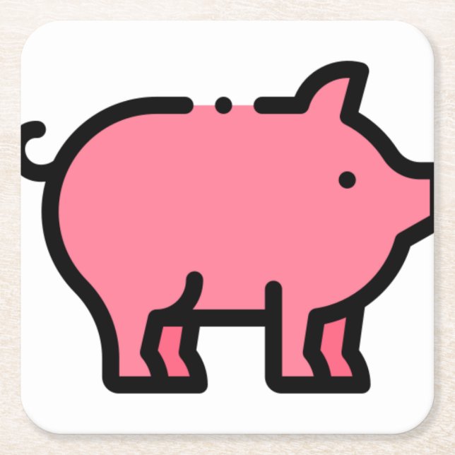 Dessous-de-verre Carré En Papier Cochon (Devant)