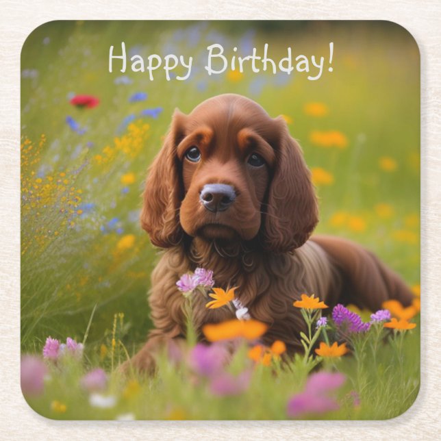 Dessous-de-verre Carré En Papier Cocker Spaniel  (Devant)