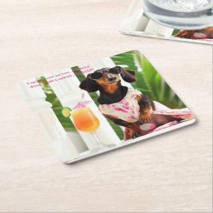 Dessous-de-verre Carré En Papier Cocktail Dachshund Drink Coasters