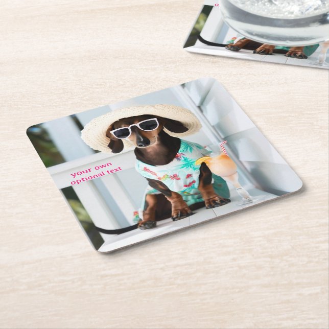 Dessous-de-verre Carré En Papier Cocktail Dachshund Drink Coasters (Incliné)
