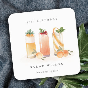 Dessous-de-verre Carré En Papier Cocktail de fruits mignon Orange Blush Anniversair