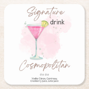 Dessous-de-verre Carré En Papier Cocktail d'été à l'aquarelle