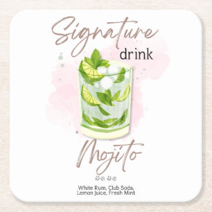Dessous-de-verre Carré En Papier Cocktail d'été à l'aquarelle