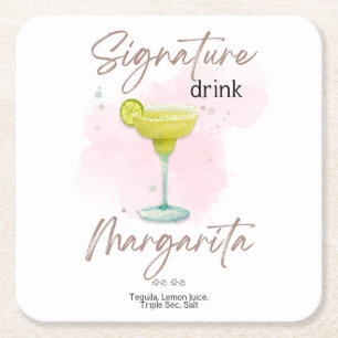 Dessous-de-verre Carré En Papier Cocktail d'été à l'aquarelle