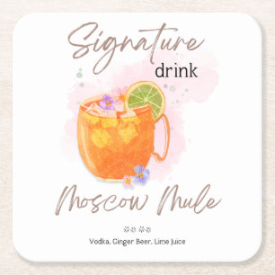 Dessous-de-verre Carré En Papier Cocktail d'été aquarelle
