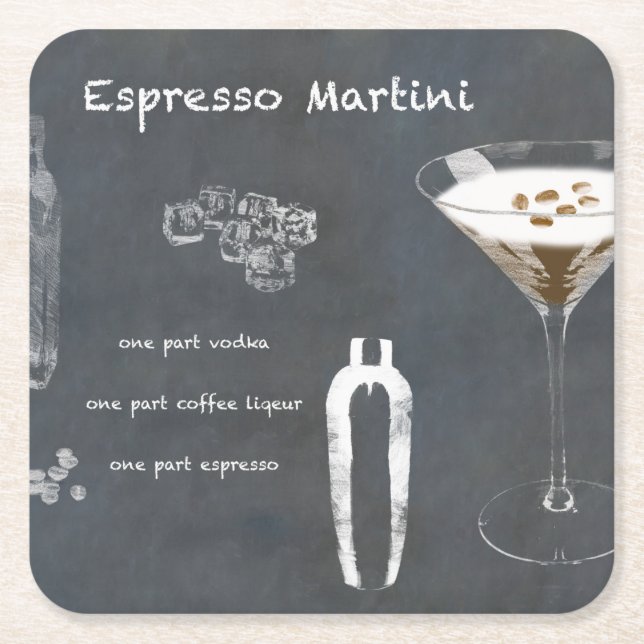 Dessous-de-verre Carré En Papier Cocktail Espresso Martini (Devant)