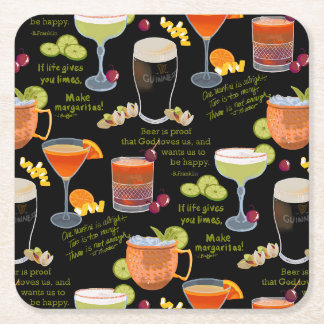 Dessous-de-verre Carré En Papier Cocktails et contemplation