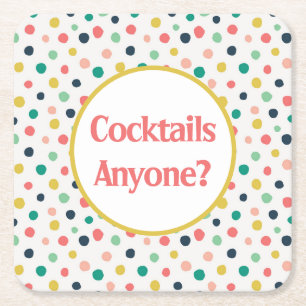 Dessous-de-verre Carré En Papier Cocktails Personnalisés Du Milieu Du Siècle Orange