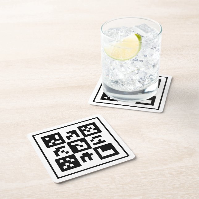 Dessous-de-verre Carré En Papier code qr (En situation)