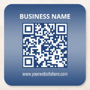 Dessous-de-verre Carré En Papier Code QR Bleu (ou toute couleur)