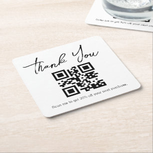 Dessous-de-verre Carré En Papier code qr d'affaires merci minimaliste moderne