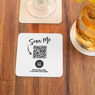 Dessous-de-verre Carré En Papier Code QR Entreprise Scannez-Moi Simple