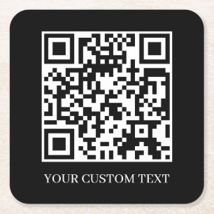 Dessous-de-verre Carré En Papier Code QR minimaliste noir Conception personnalisé