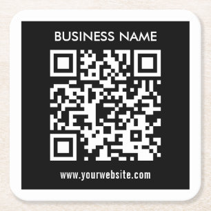 Dessous-de-verre Carré En Papier Code QR modifiable (généré instantanément) Noir