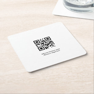 Dessous-de-verre Carré En Papier Code QR personnalisé simple ajoutez votre logo Cla