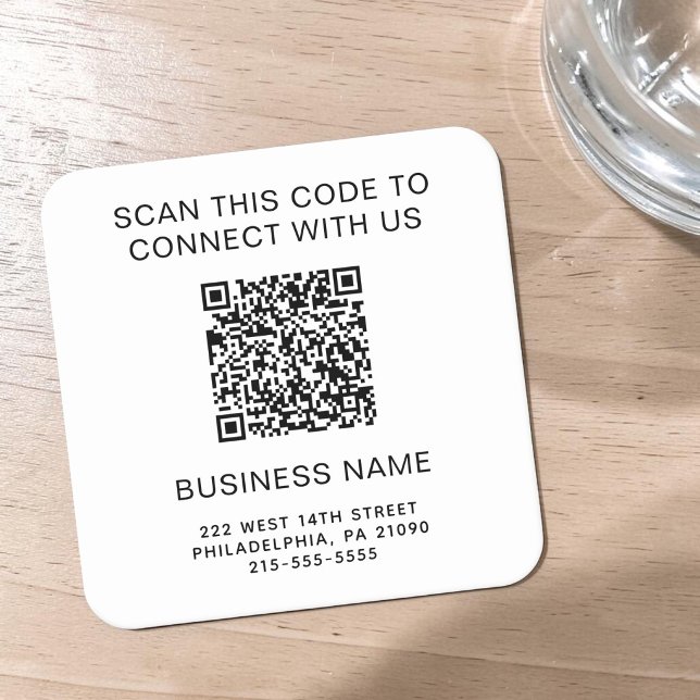 Dessous-de-verre Carré En Papier Code QR promotionnel (Promotional QR Code Square Paper Coaster)