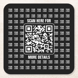 Dessous-de-verre Carré En Papier Code QR promotionnel (modifiable) plus motif de lo