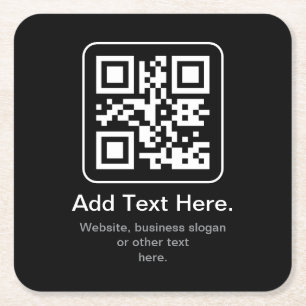 Dessous-de-verre Carré En Papier Code QR scannable moderne Noir Blanc & Gris