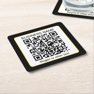 Dessous-de-verre Carré En Papier Code QR scannable modifiable + Nom de votre entrep