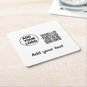 Dessous-de-verre Carré En Papier Code qr simple minimaliste ajouter logo nom du cod