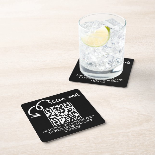 Dessous-de-verre Carré En Papier Code QR unique site Web numérisable personnalisé (En situation)