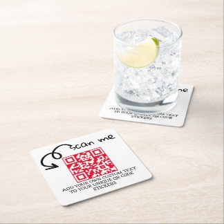 Dessous-de-verre Carré En Papier Code QR unique site Web numérisable personnalisé