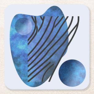 Dessous-de-verre Carré En Papier Coeur bleu