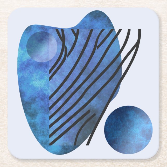 Dessous-de-verre Carré En Papier Coeur bleu (Devant)