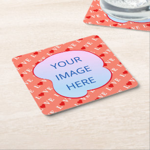 Dessous-de-verre Carré En Papier Coeur d'amour orange